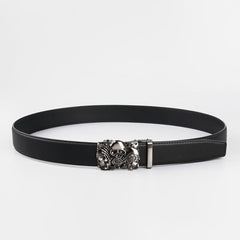 Men's Skull Alloy Automatic Buckle PU Belt