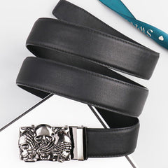 Men's Skull Alloy Automatic Buckle PU Belt