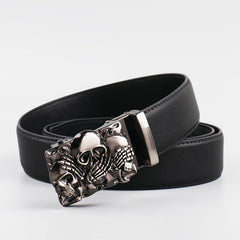 Men's Skull Alloy Automatic Buckle PU Belt