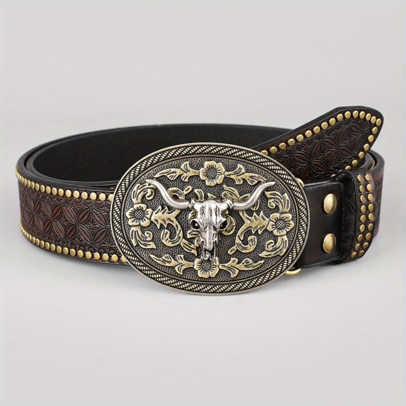Men's Western Cowboy Casual Vintage Dark Brown Belt