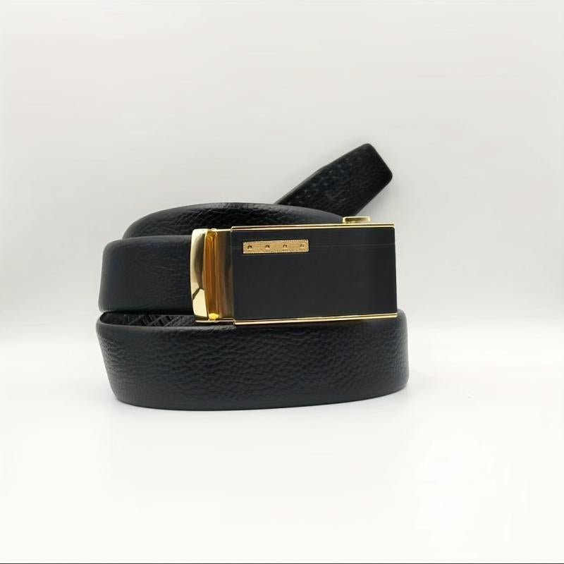 Men's Leather Belt Automatic Buckle Business Suit Waist Strap