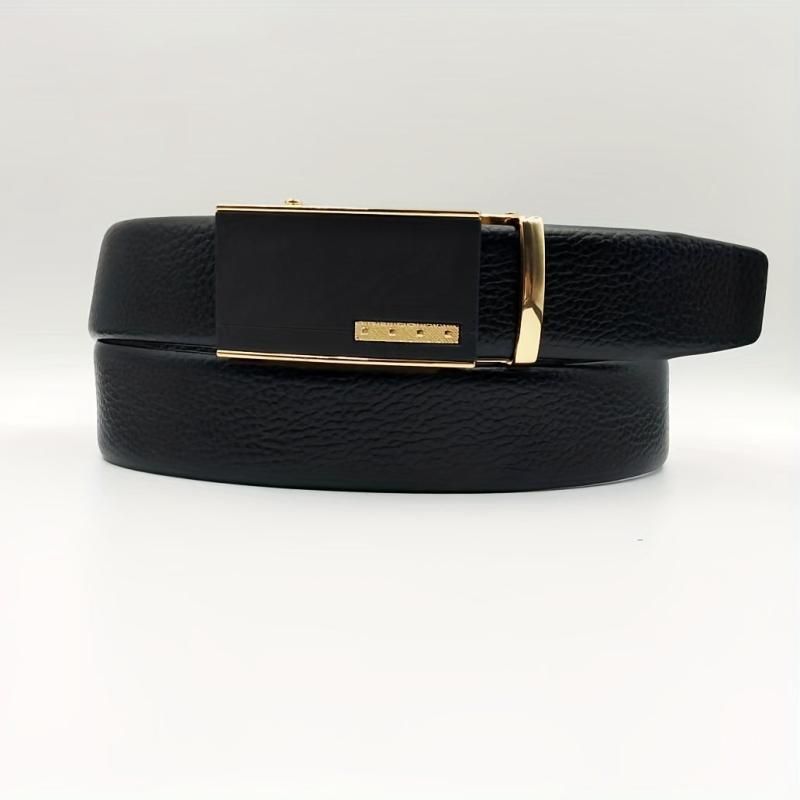 Men's Leather Belt Automatic Buckle Business Suit Waist Strap