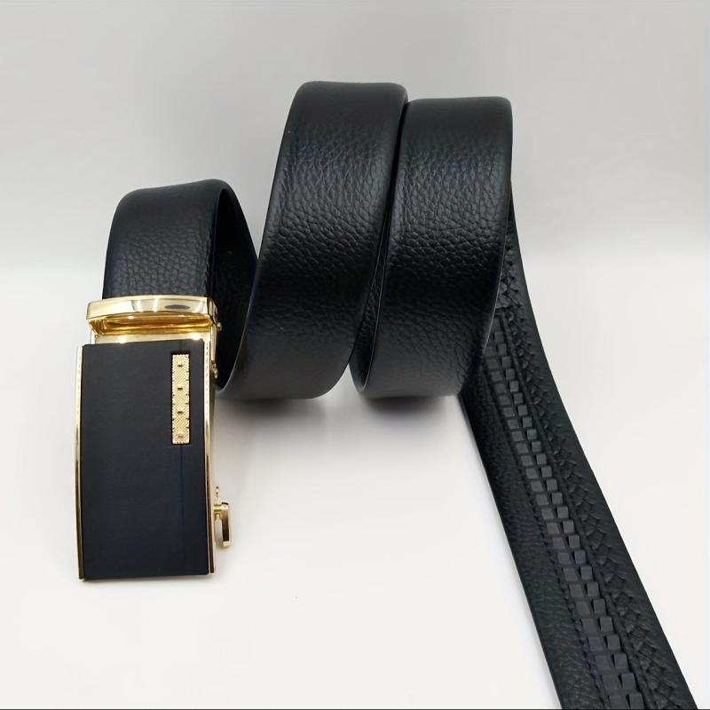 Men's Leather Belt Automatic Buckle Business Suit Waist Strap