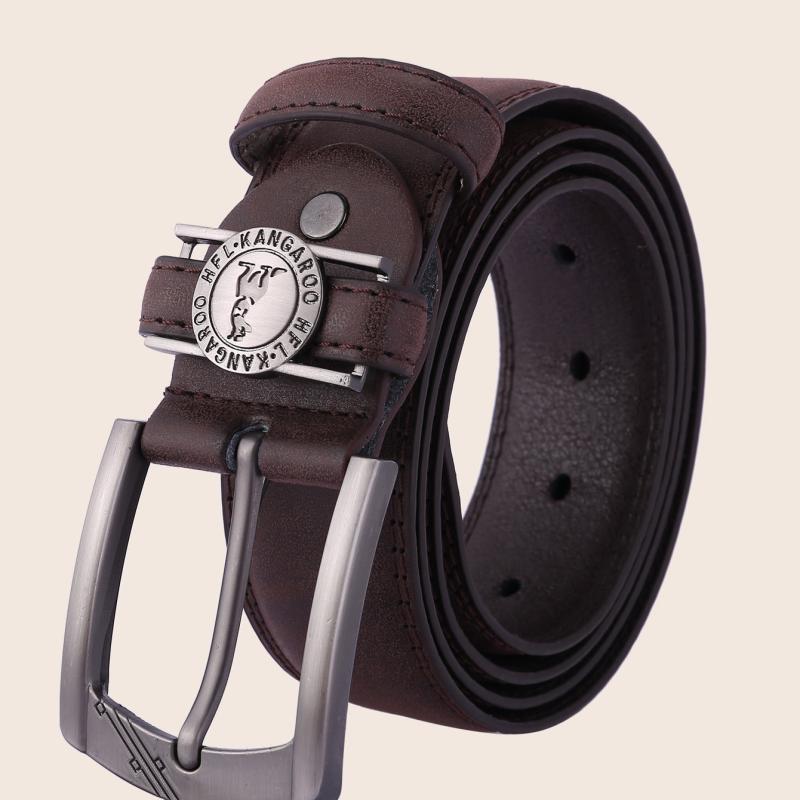 Men's Coffee Brown Double Line Perforated Belt
