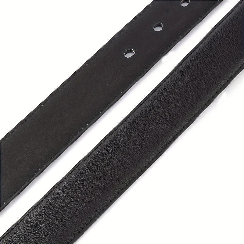 Men's PU Leather Business Belt Square Buckle Waist Strap Suit Belt