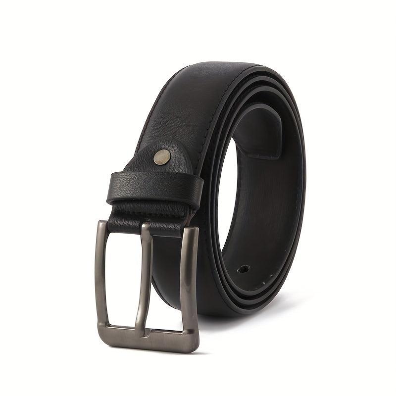 Men's PU Leather Business Belt Square Buckle Waist Strap Suit Belt