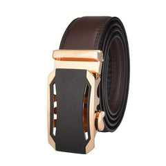 Men's Leather Belt with Automatic Buckle