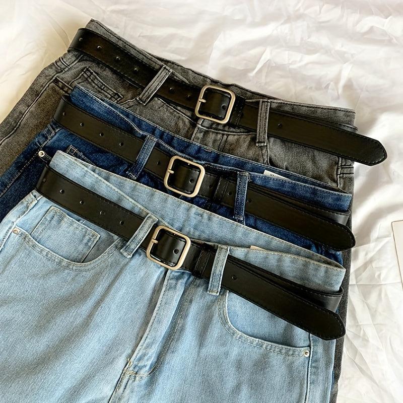 Men's Pin Buckle Belt PU Leather Casual Jeans Pants Waist Strap