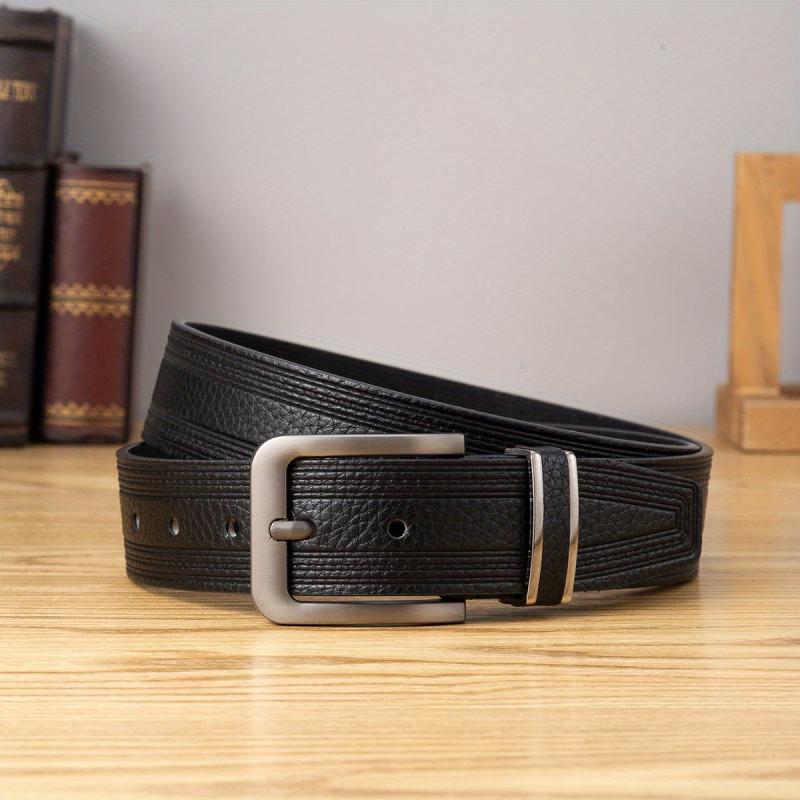 Men's Casual PU Leather Belt Square Pin Buckle