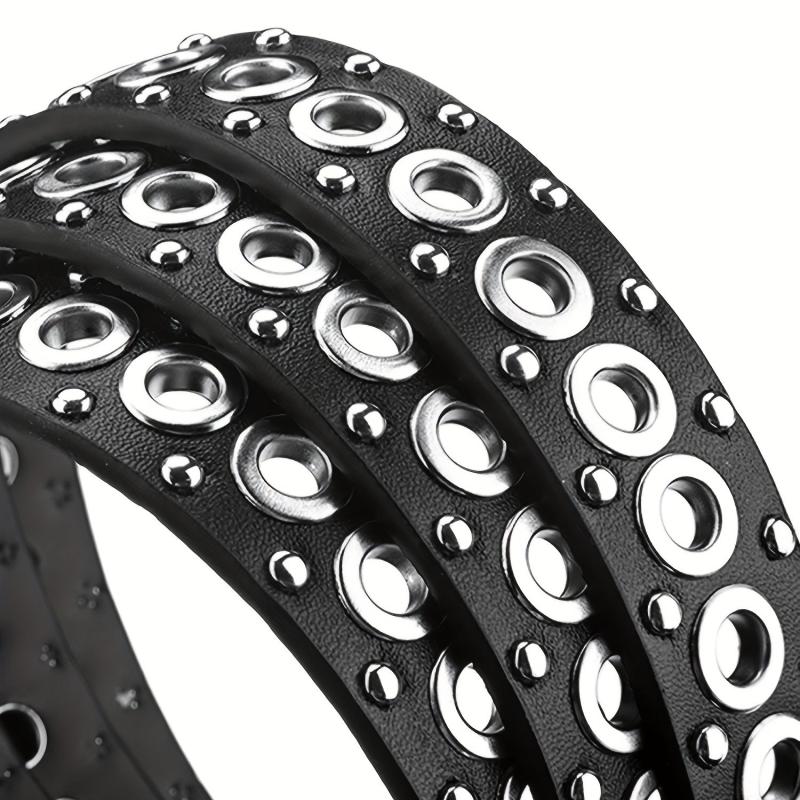 Punk Style Rivet Belt Hollow Air Eye Belt for Men and Women
