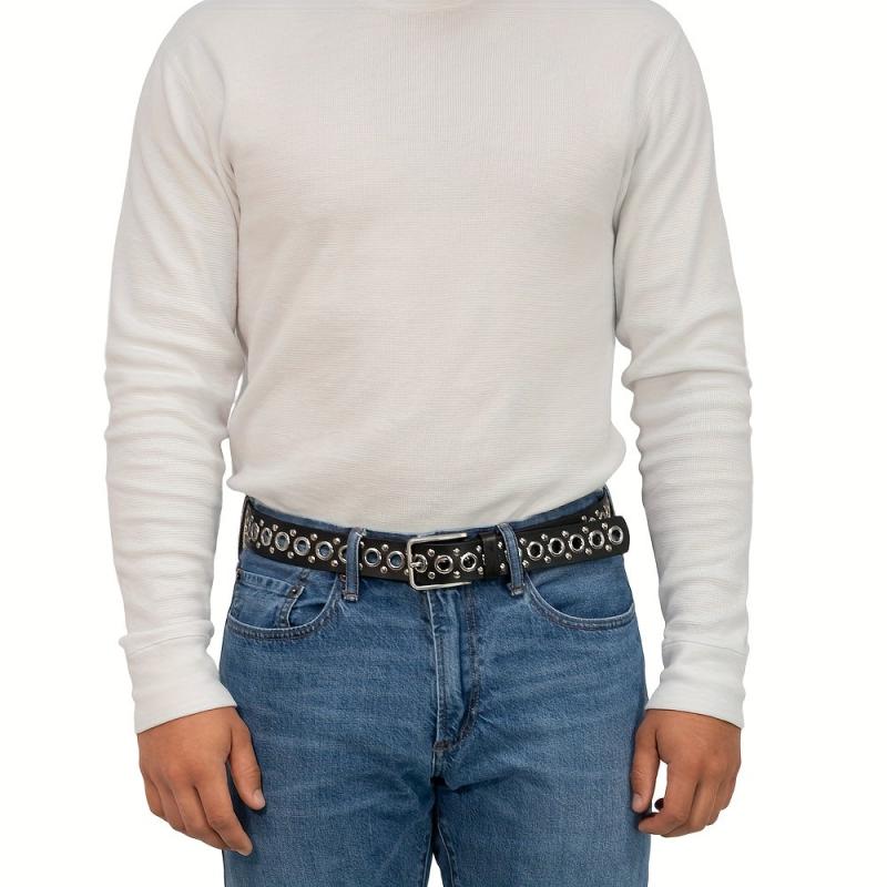 Punk Style Rivet Belt Hollow Air Eye Belt for Men and Women