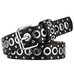 Punk Style Rivet Belt Hollow Air Eye Belt for Men and Women