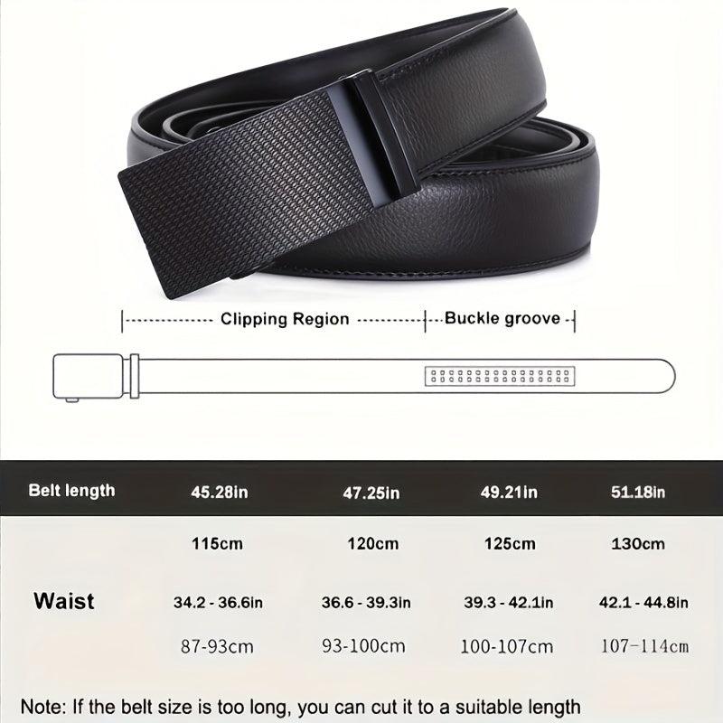 Leather Automatic Slider Silver Alloy Buckle Business Casual Leather Belt