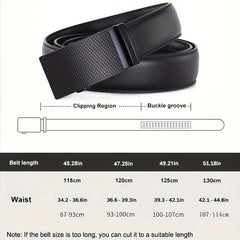 Leather Automatic Slider Silver Alloy Buckle Business Casual Leather Belt