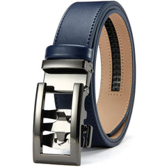 Men's Leather Adjustable Belts Slide Trim Ratchet With Automatic Metal Buckles