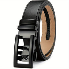 Men's Leather Adjustable Belts Slide Trim Ratchet With Automatic Metal Buckles