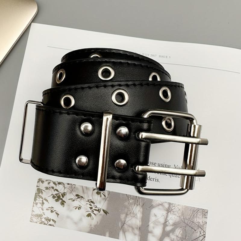 Unisex Double Needle Full Hole Hip Hop Rock Belt