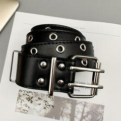 Unisex Double Needle Full Hole Hip Hop Rock Belt