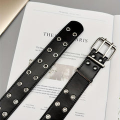 Unisex Double Needle Full Hole Hip Hop Rock Belt