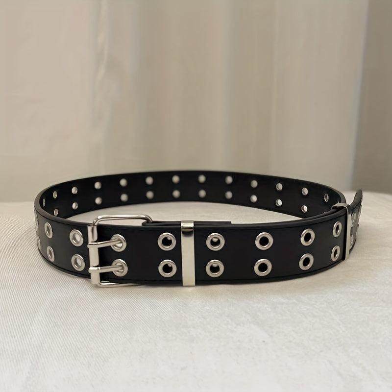 Unisex Double Needle Full Hole Hip Hop Rock Belt