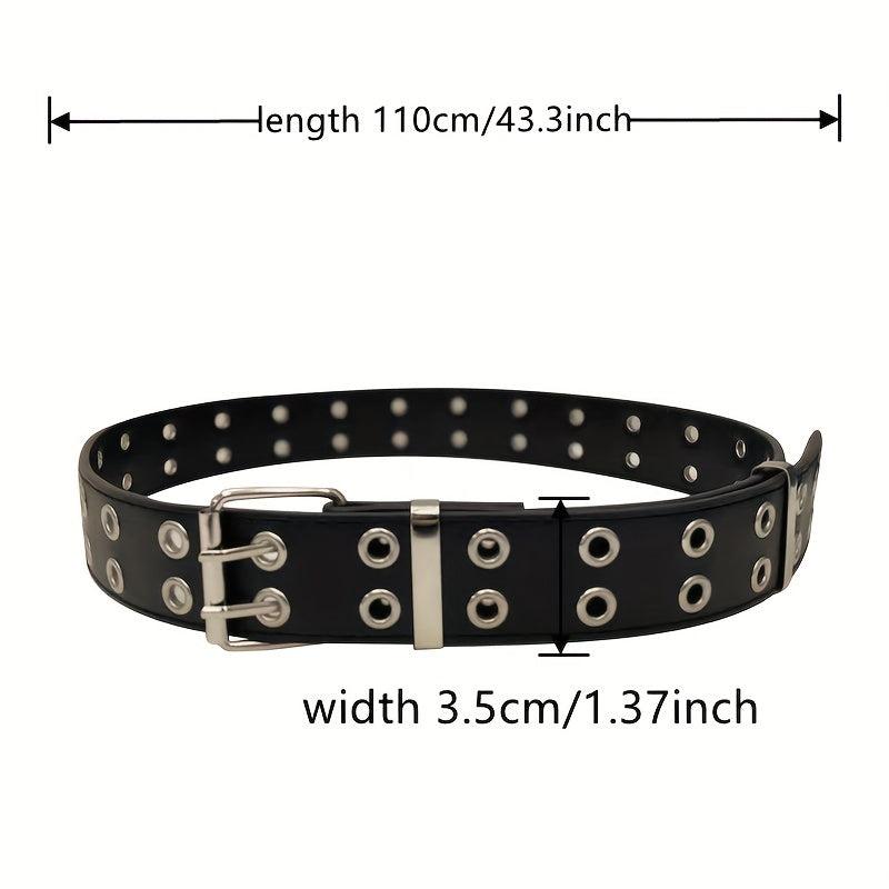 Unisex Double Needle Full Hole Hip Hop Rock Belt