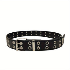 Unisex Double Needle Full Hole Hip Hop Rock Belt