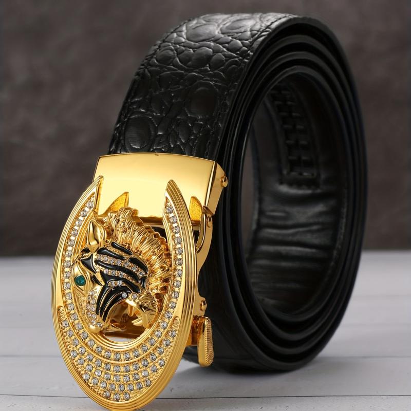 Men's Crocodile Pattern Automatic Buckle Belt