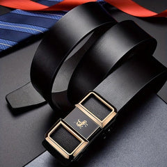 Men's Smooth Buckle PU Leather Belt for Business Travel Dressing