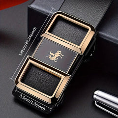 Men's Smooth Buckle PU Leather Belt for Business Travel Dressing