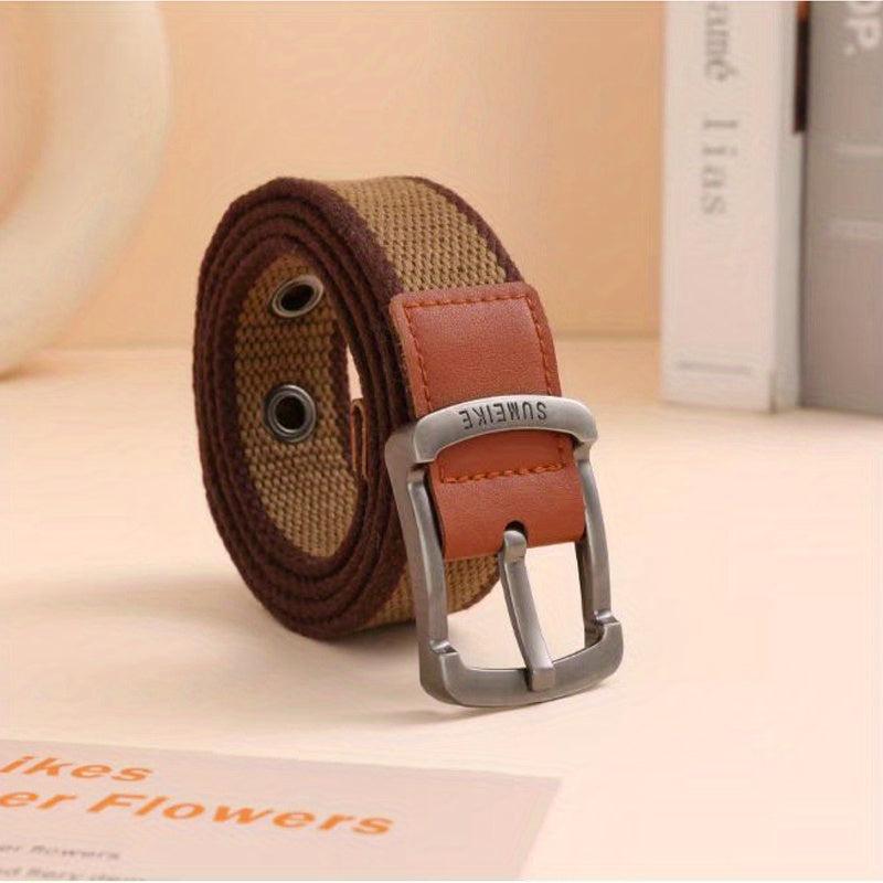 Men's Canvas Belt Pin Buckle Waistband Outdoor Casual Jeans Belt