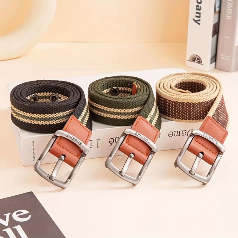 Men's Canvas Belt Pin Buckle Waistband Outdoor Casual Jeans Belt