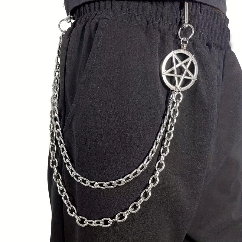 Pentagram Double Layer Waist Chain Hip Hop Rock Punk Gothic Belt Chain