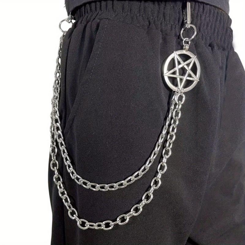 Pentagram Double Layer Waist Chain Hip Hop Rock Punk Gothic Belt Chain