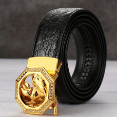 Jade Rabbit Rhombus Rose Golden Auto Belt Funky Casual Men