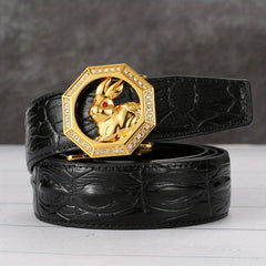 Jade Rabbit Rhombus Rose Golden Auto Belt Funky Casual Men