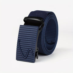 Men's Stripe Pattern Nylon Webbing Belt with Auto Slip Buckle