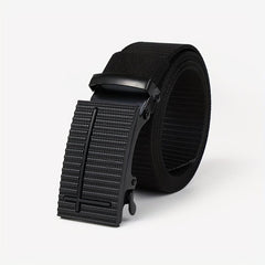 Men's Stripe Pattern Nylon Webbing Belt with Auto Slip Buckle