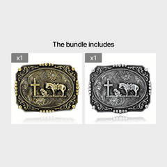 Vintage Western Cowboy Belt Buckle Cross Horse Novelty Belt Buckle