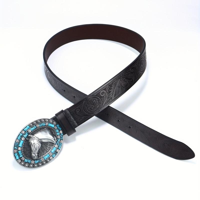Vintage Punk Horse Head Engraved Belt Cowboy Jeans Waist Strap