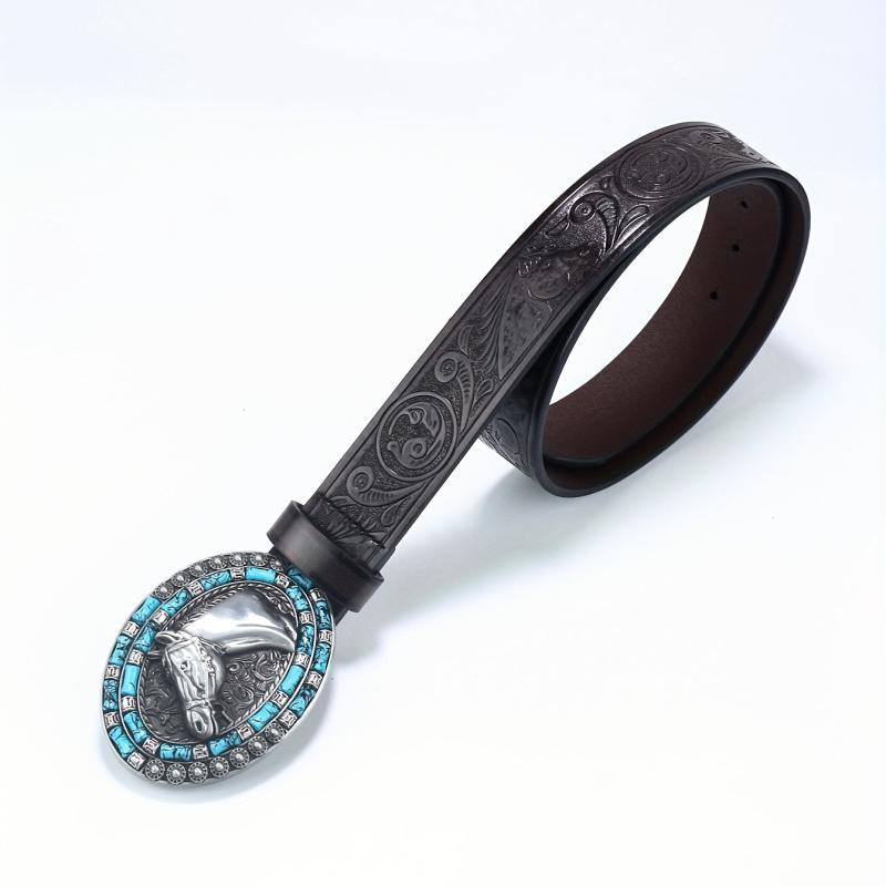 Vintage Punk Horse Head Engraved Belt Cowboy Jeans Waist Strap