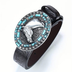 Vintage Punk Horse Head Engraved Belt Cowboy Jeans Waist Strap
