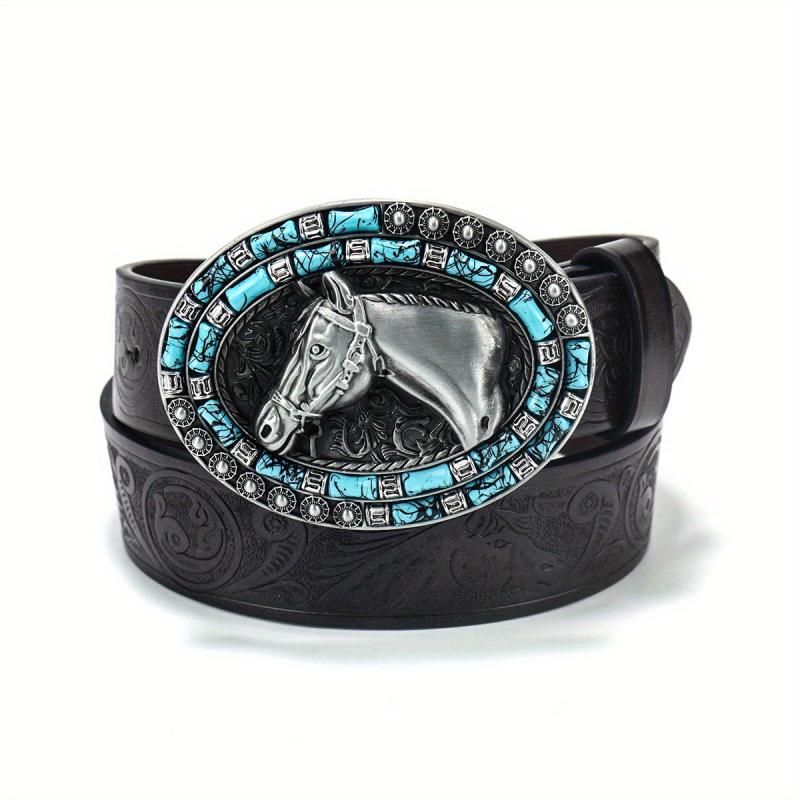 Vintage Punk Horse Head Engraved Belt Cowboy Jeans Waist Strap