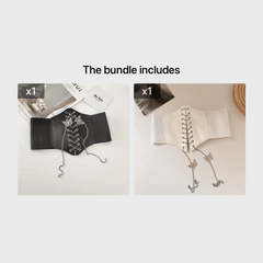 Wide Palace Style Waistband Corset Belt with Bow Chain
