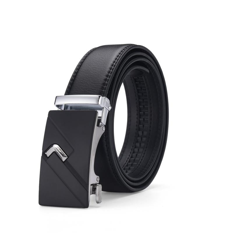 Men's Leather Belt Automatic Buckle Business Waist Strap