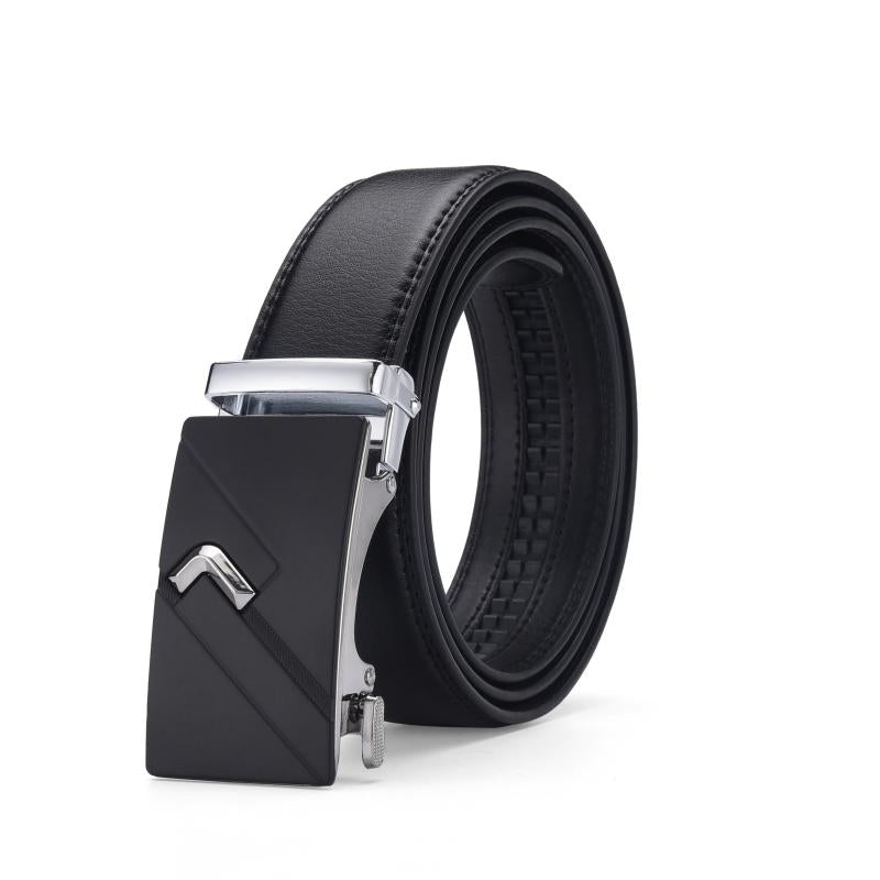 Men's Leather Belt Automatic Buckle Business Waist Strap