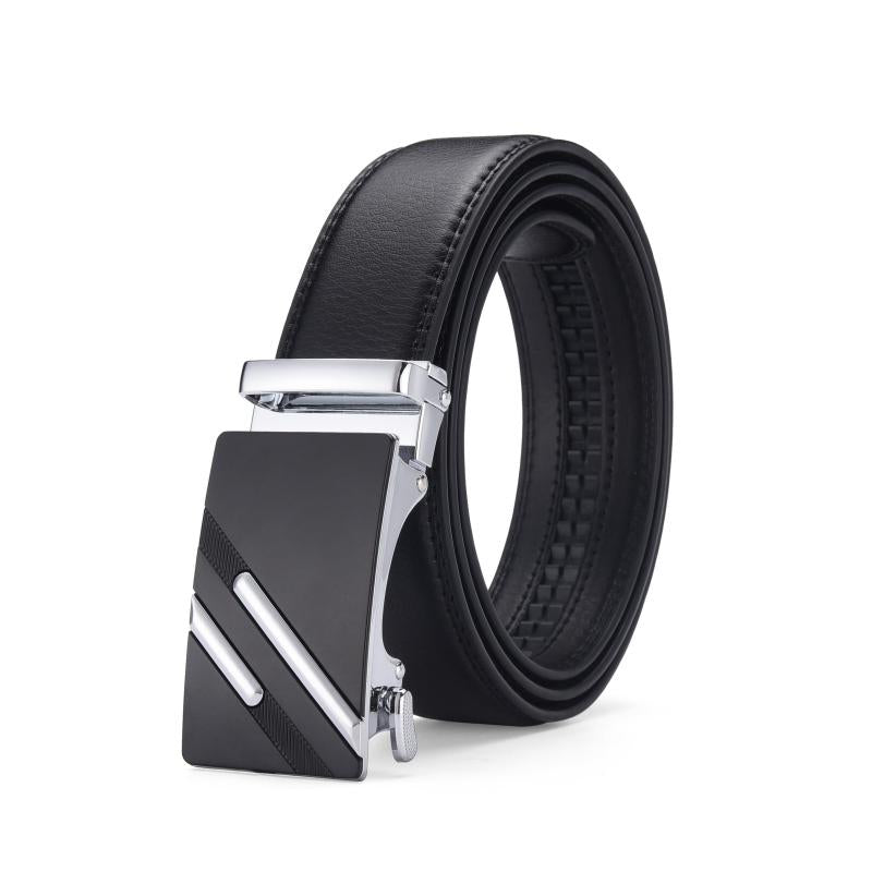 Men's Leather Belt Automatic Buckle Business Waist Strap