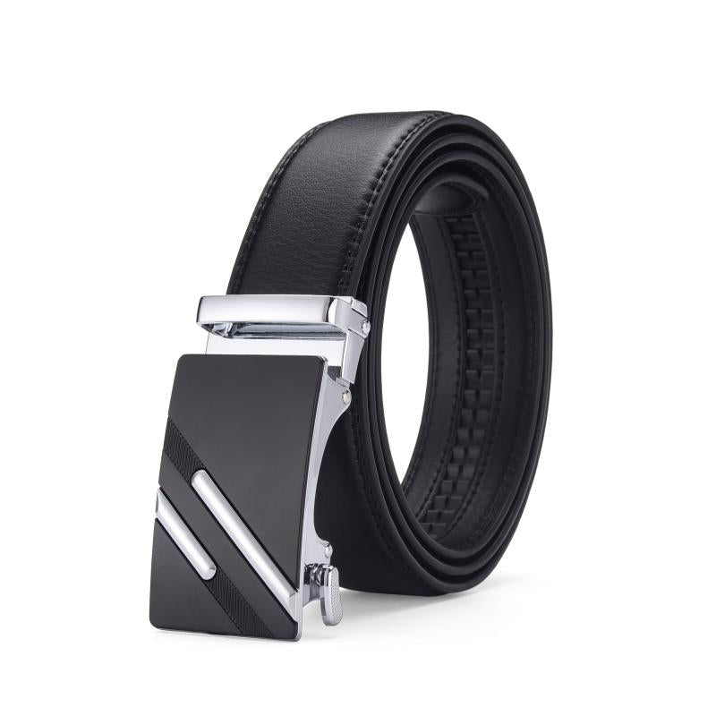 Men's Leather Belt Automatic Buckle Business Waist Strap