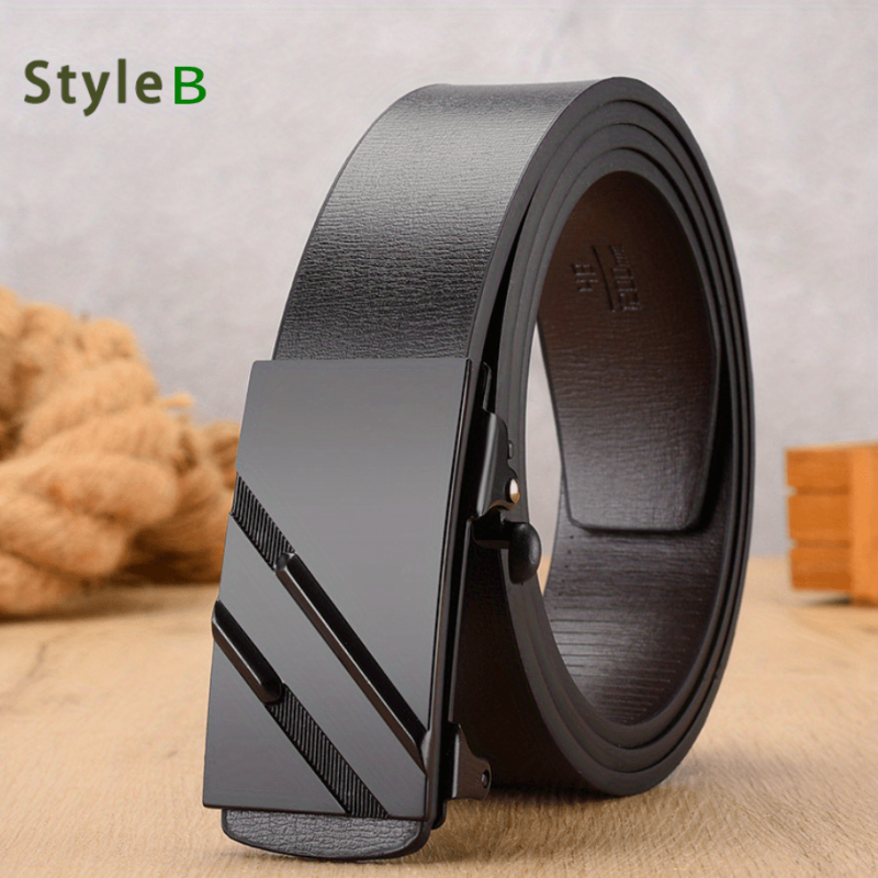 Men's Classic Automatic Buckle Belt Business PU Leather Belt