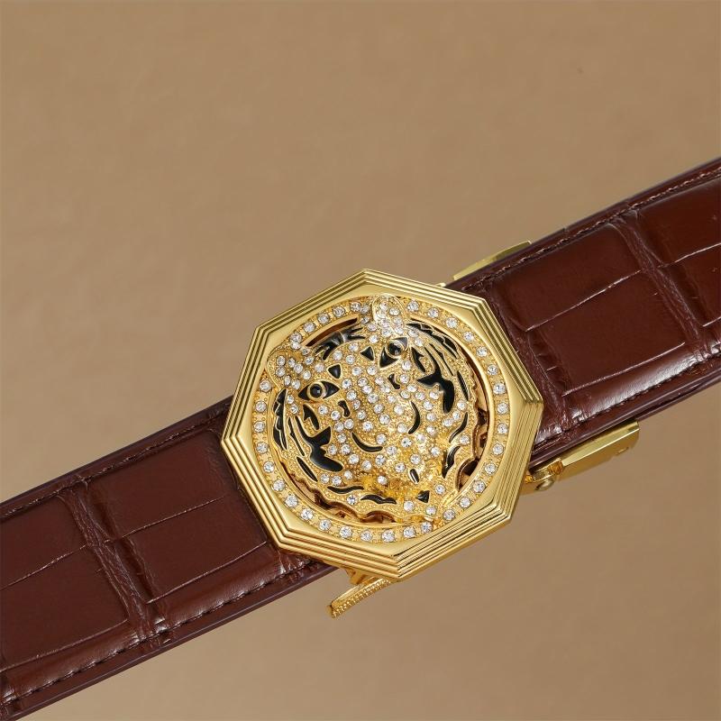 Men's Golden Tiger Head Auto Buckle Belt
