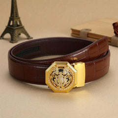 Men's Golden Tiger Head Auto Buckle Belt